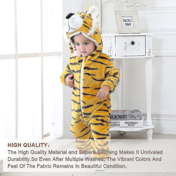 Ny unisex baby Vinter Höst Flanell Huva Romper Cosplay Tiger 100CM