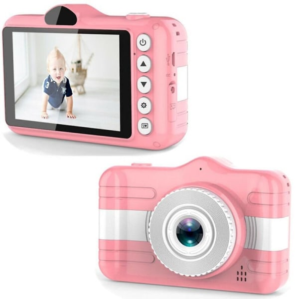 Minikamera för barn Videokamera-leksak Söt videokamera Uppladdningsbar Pink