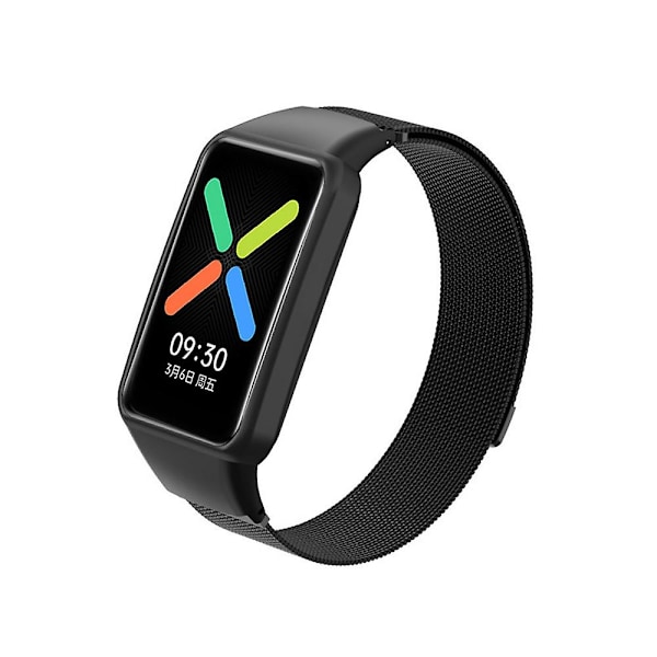 Musta Milanomagneettiranneke, yhteensopiva Oppo Watch Free Nfc:n kanssa