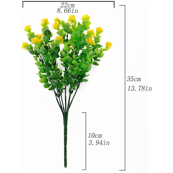4 stk. Kunstig Blomst Eukalyptus Bukett Planter Grønt, UV-bestandige Falske Eukalyptusblomster (gul) yellow