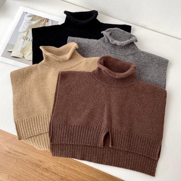 Dame falsk krage Avtakbar halv sjal Allsidig ensfarget Coffee color
