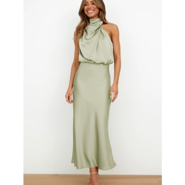 Satin ärmlös klänning Fashionabla eleganta skor Apricot L