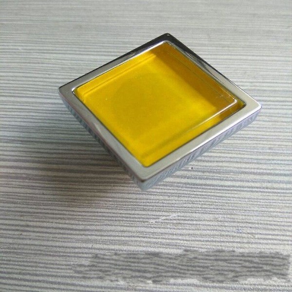 30 mm färgglada fyrkantiga diamantdörrknoppar Kristallglas Yellow