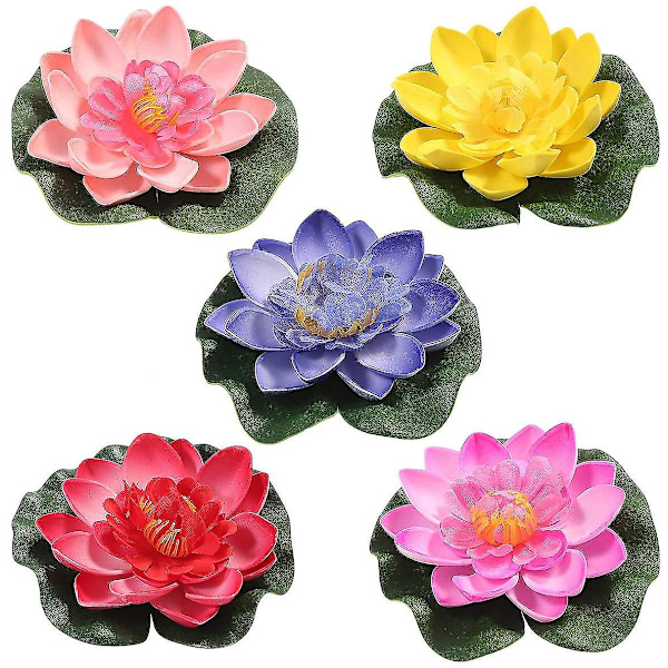 5 stk. Kunstig Vannlilje Flytende Lotusblomst Dam Hjem Bryllupsdekor 10cm