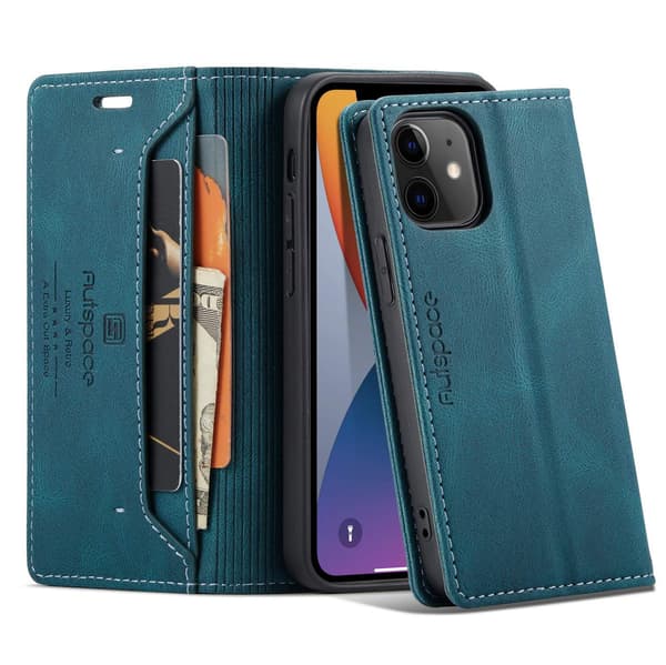 Etui til iPhone 13ProMax6.7 blå Magnetisk Flip Wallet med Kortholder