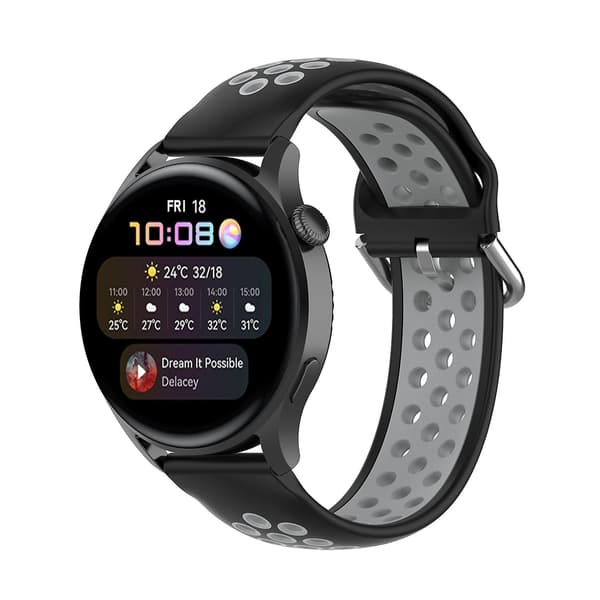 Sort Grå Sort Grå kompatibel med Huawei Watch 3 / 3 Pro Silikone Urrem
