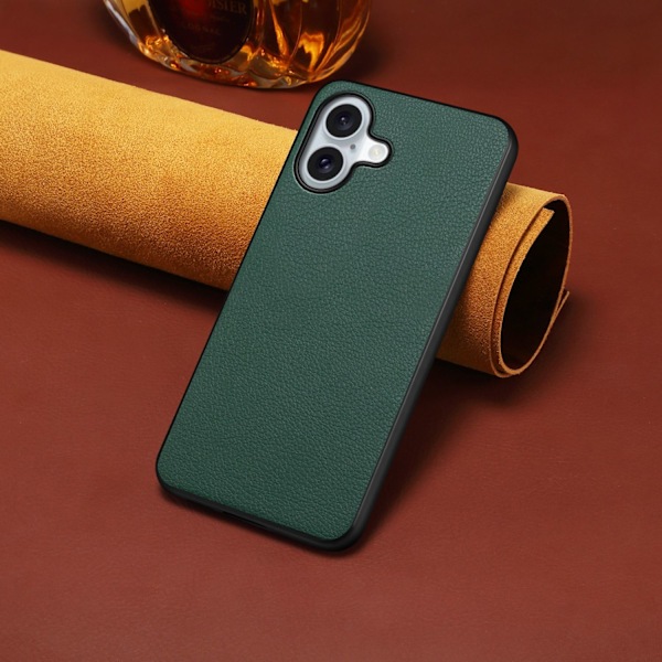 iPhone 16 Pro -kotelo, vihreä nahka, kokovartalo
