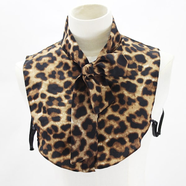 Dame falsk krage Avtakbar halv Leopard Print Knutet Skjorte Picture color