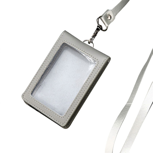 Vertikalt märkeshållare med halsband Praktisk PU-plånboksfodral ID-fönster Kortfack Light gray PU