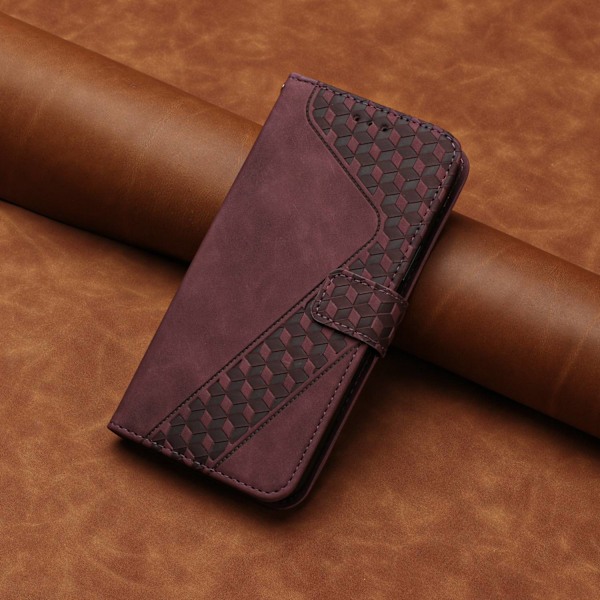 Etui til iPhone iPhone 13pro Claret Soft-Touch Præget Wallet med Kortholder Flip