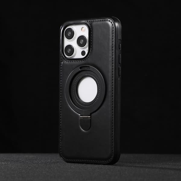 Etui til iPhone 15Promax sort klassisk business Magnetisk stativ lædermønster