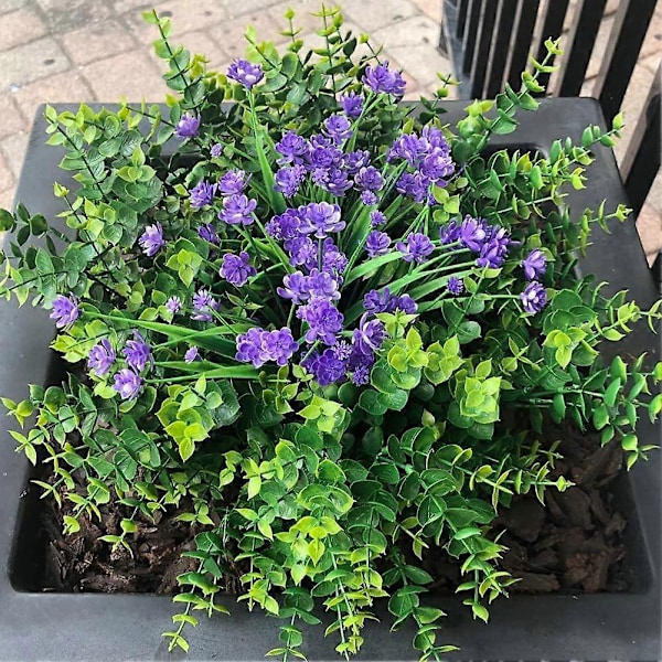 Kunstige blomster, falske UV-bestandige buksbom busker, kunstige plastplanter Green 24