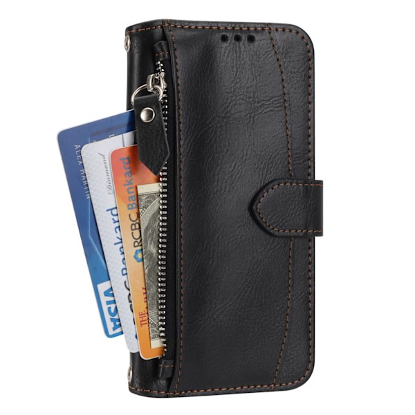 Kotelo iPhone 15 Plus -puhelimelle, musta, ilman hihnaa, Redmi Crossbody -vetoketjullinen lompakko korttipidikkeellä, monikorttilompakko korttipidikkeellä olkahihnalla