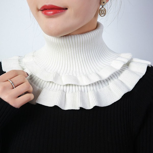 Falsk krage for kvinner, Cervical Spine Fashion All-Match Pullove White【 thickened warm]]