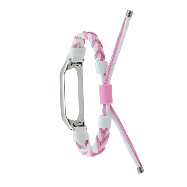 Vit Rosa Vit Rosa Flätad Sladd Nylon Klockarmband kompatibelt med Xiaomi Mi Band 7