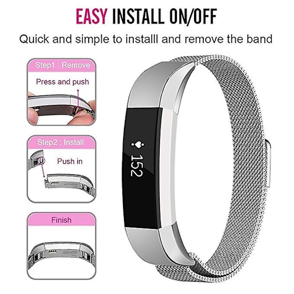 Champagne Gull Champagne Gull Rustfritt Stål Magnetisk Armbånd kompatibelt med Fitbit Alta, 130-170mm