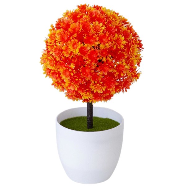 Konstgjord Bonsai Vivid Fräsch Färgstark Skrivbordskrukväxt Falsk Bonsai Kontorsinredning Orange