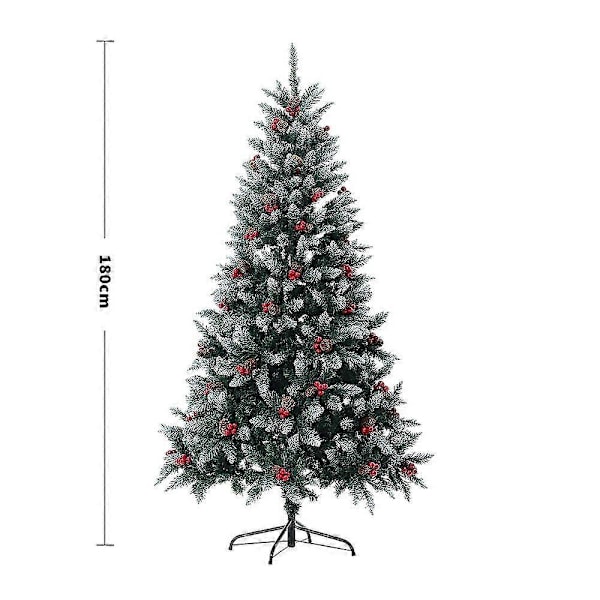 Livingandhome 180 cm Kunstig Juletre med Snødekte Tupper og Røde Bær
