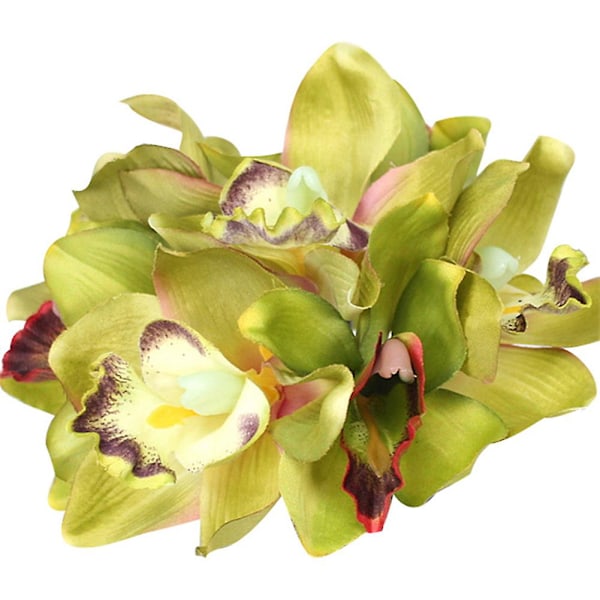 1 Buket 7-Hoved Kunstig Blomst Orkide Hjem Hotel Bryllup Brude Borddekoration Grey Green*