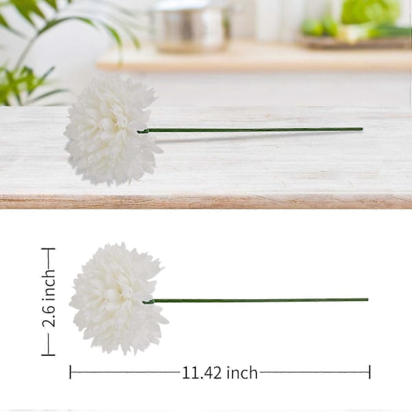10 stk. Silkekrysantemumkuglebuketter Hydrangea til bryllup White