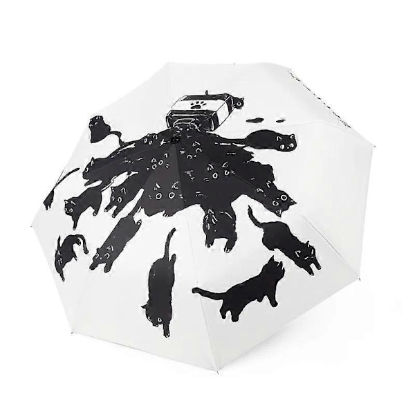 Automatisk Kat Mønster 3-Foldbar Paraply Kvinde Mænd Paraplyer Foldbar Solparaply Beskyttelse Og Ultraviolet Beskyttelse Parasol Automatic umbrella