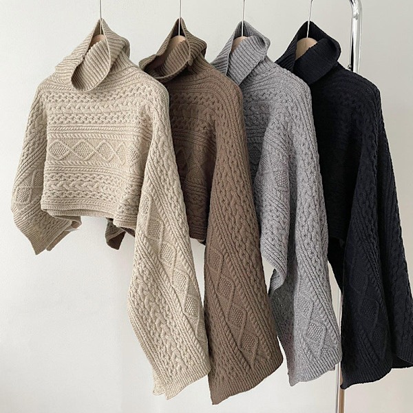 Dame falsk krave Aftagelig halv Turtleneck Pullover Strikket Apricot 120cm