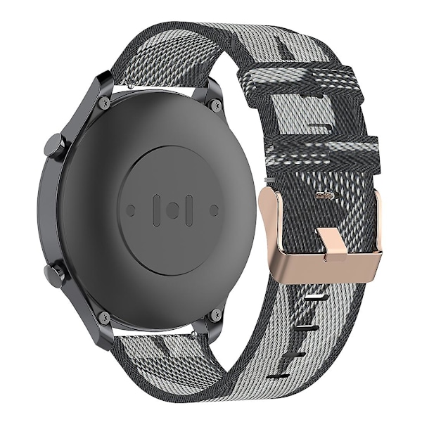 Grå Grårandig Vävd Nylon Armbandsrem Kompatibel med Xiaomi Mi Watch Color, Garmin Vivoactive 4