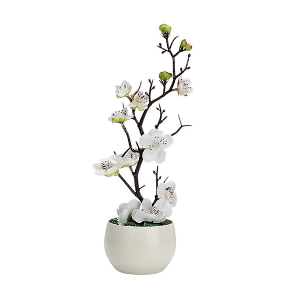 Simulerede potteplanter, falske blomster, bonsai, simulerede vintersødgrene, bonsai, simulerede blommeblomster, kunstige blomster White