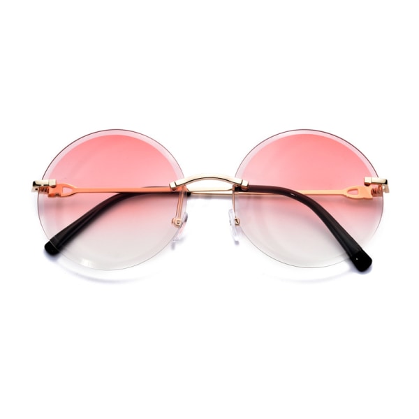 Summer Ocean Lens runda Bågar Solglasögon Hot Selling Par Rostfritt stål Solglasögon Pink