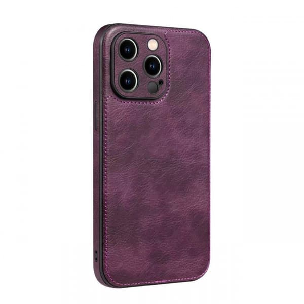 Etui til iPhone 15 Pro Max Lærtekstur Lilla Noz32009