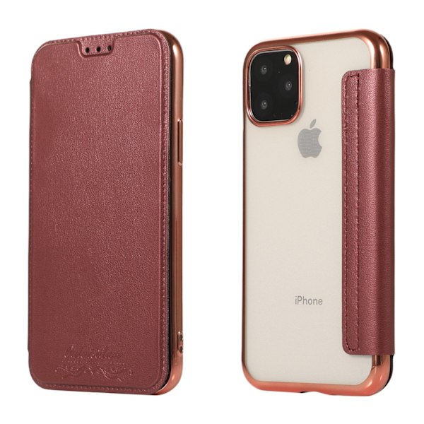 iPhone 15 -kotelo, viininpunainen lompakko korttipidikkeellä, läppä, galvanointi, läpinäkyvä