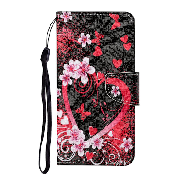 Etui til iPhone 14 Rødt kærlighedshjerte Tegneserie Print Wallet med Kortholder Flip