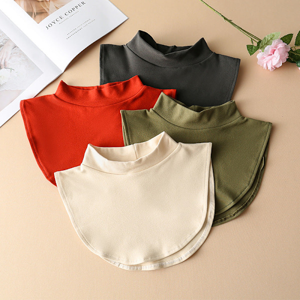 Dame falsk krage Avtakbar halvfarget strikket stripe Apricot High collar