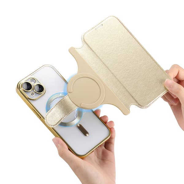 Etui til iPhone 16 E guld Kreativ galvanisering Flip Magnetisk linsefilm
