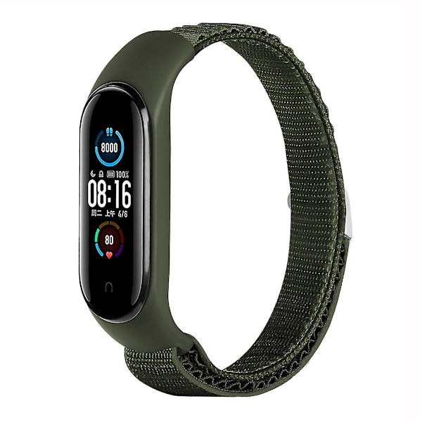 Grønn Nylon Loop Klokkereim kompatibel med Xiaomi Mi Band 3 / 4 / 5 / 6 / 7