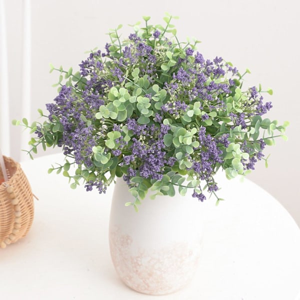 12 Grener Kunstige Planter Blomsterarrangement Simulering Eukalyptus Gypsophila Bukett