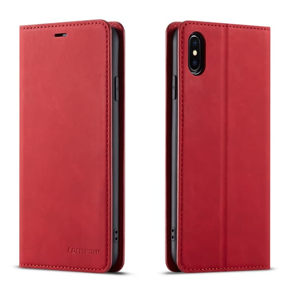 Etui til iPhone 16plus rød Soft-Touch Magnetisk Flip Lommebok med Kortholder