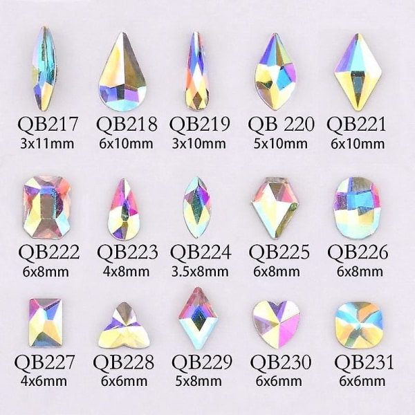 Kristaller Diamantsten Strass Ab Glas Rhinestones För 3d Nails Art QB217