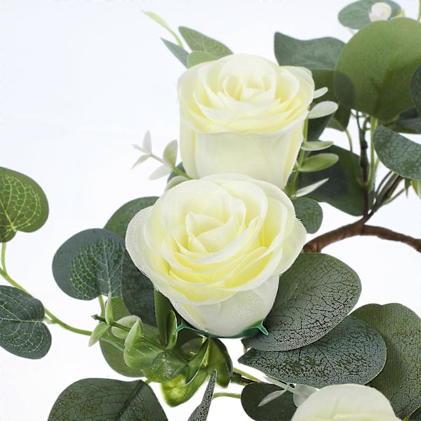 Kunstig Blomst Lysring Dekor Silke Rose Blomst Lyskrans Lysdekoration