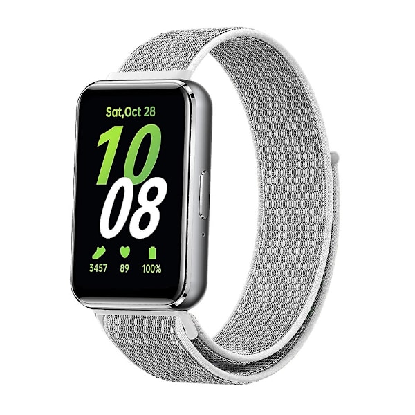 Grå Hvit Grå Hvit Vevd Nylon Loop-reim kompatibel med Samsung Galaxy Fit 3