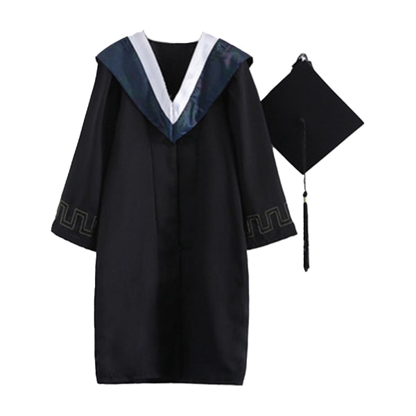 Nytt 1 set Vackert finstickad examensuniform polyester Elegant Festlig touch examensklänning för fotografering Qinhai White M