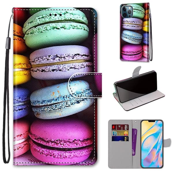 Etui til iPhone 13 Pro Max Farverig Lagkage Malet Tegnebog med Kortholder Flip