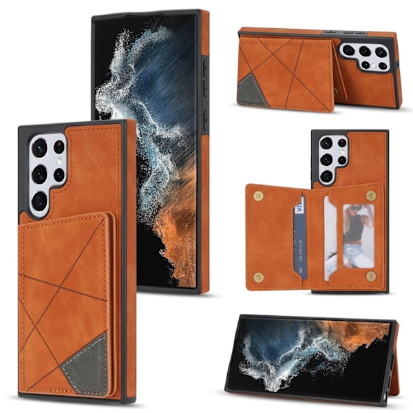 Fodral för iPhone 15 Pro Max brun Blandade Material Plånbok med Korthållare Mode Korthållare