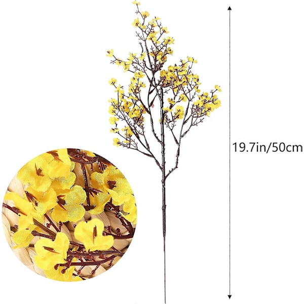 6 stk. Kunstige Blomster Falske Gypsophila Blomster til Hjemmekontor Bryllup Julefrokost Dekoration (Gul)