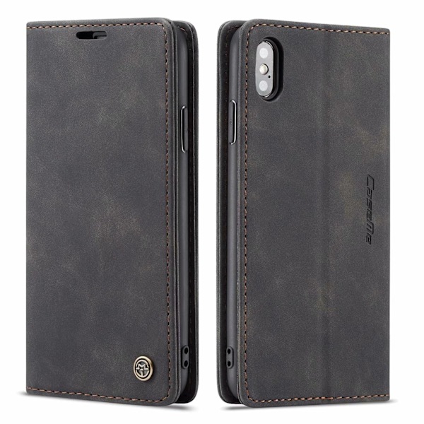 Etui til iPhone 16 sort Retro Mat Tegnebog med Kortholder Flip