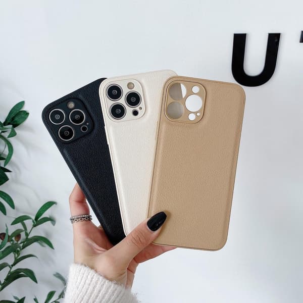 Etui til iPhone 15plus blått Enkelt skinn Teksturert herlighet silikon