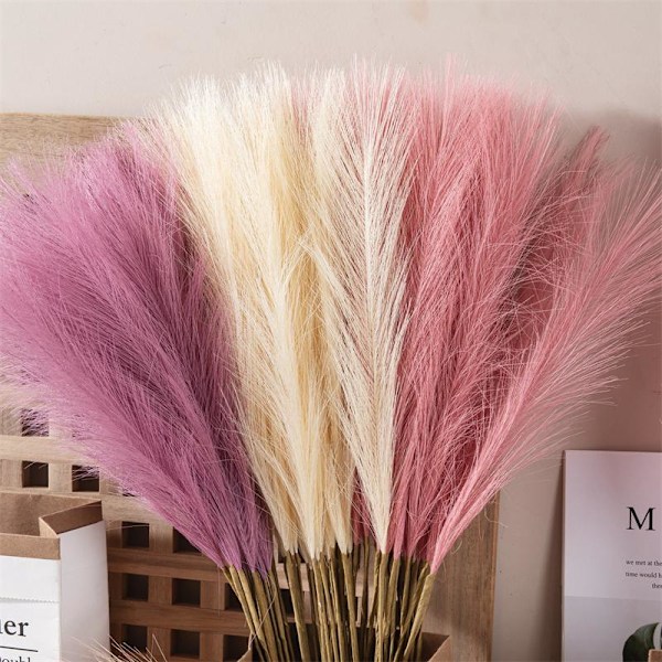 55CM 5/10/20ST Fluffig Pampasgräs Boho Dekor Blomma Falsk Växt Vass Simulerad Bröllopsfest Hem D Matches the image 20PCS