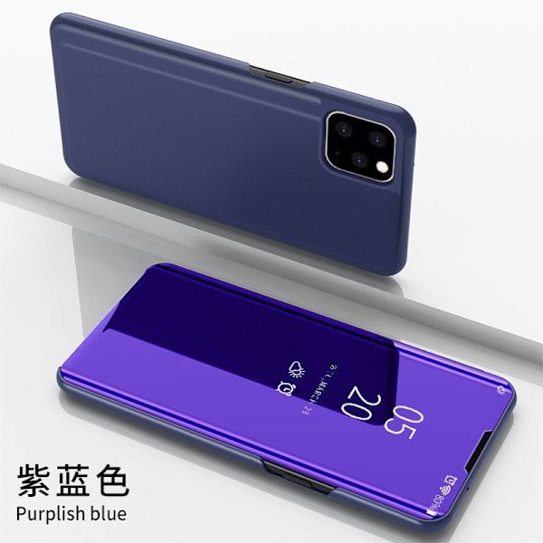 Etui til iPhone 16 Lilla blå 3D spejl smart flip stand