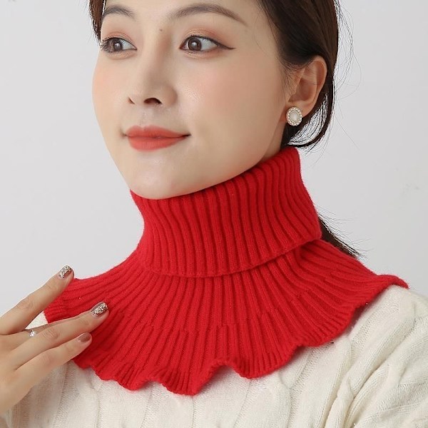 Dame falsk krage Avtakbar halv genser Hold varm Cervica Bright red