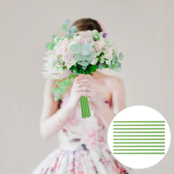 10 stk. Blomsterstilkdeksel Grønn DIY Lett Kunstig Blomsterbukett Stilkhylse Rull L